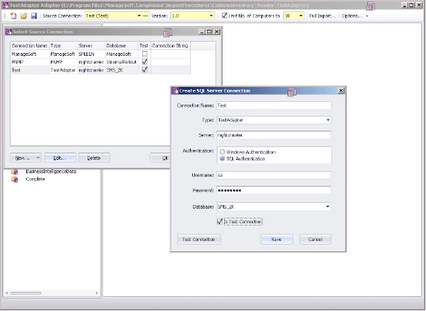 Editing connection properties