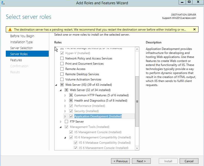 Enabling Roles and Features in Windows Server 2012 or Later